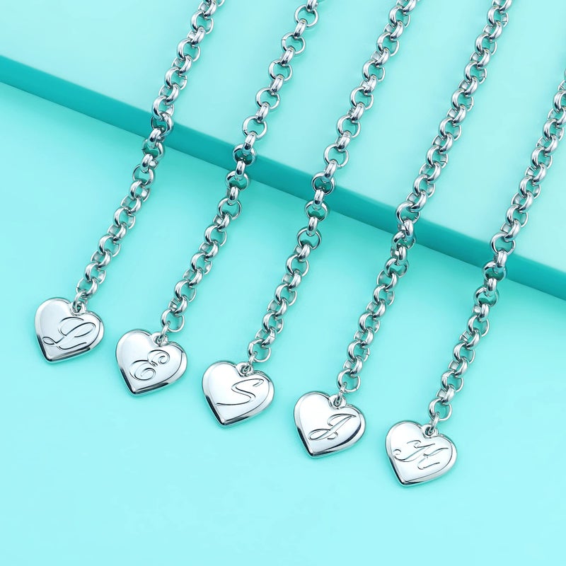 Monily Initial Charm Bracelets for Women Stainless Steel Letters N Alphabet Heart Bracelet Jewelry Gifts for Women - Image 5