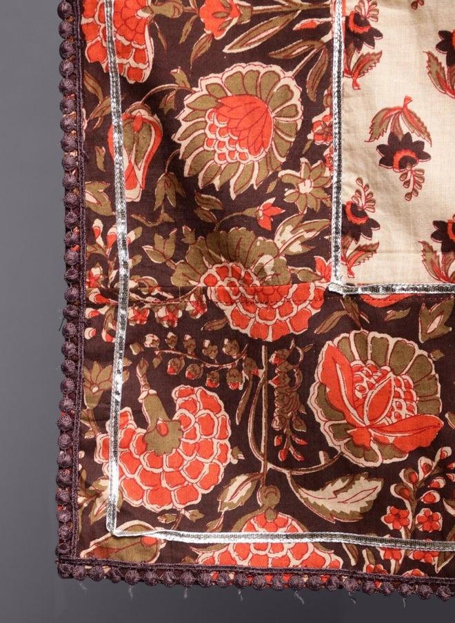 AKS Brown and Cream Printed Lehenga Choli for Girls - Image 4