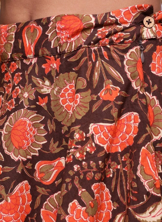 AKS Brown and Cream Printed Lehenga Choli for Girls - Image 3