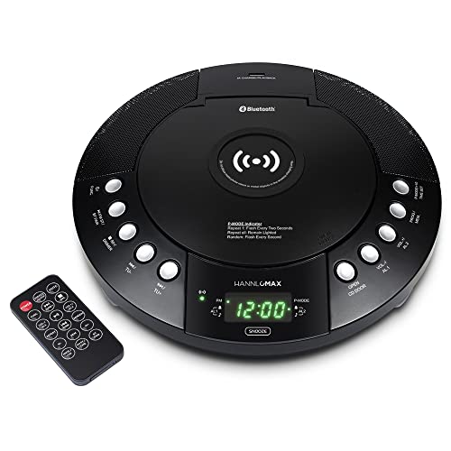 HANNLOMAX HX-329CD CD Player with Wireless Charging, FM Radio, Bluetooth, Digital Clock with Dual Alarm, Green LED Display, USB Port for Charging/MP3 Playback, Aux-in, Remote Control. - Image 1