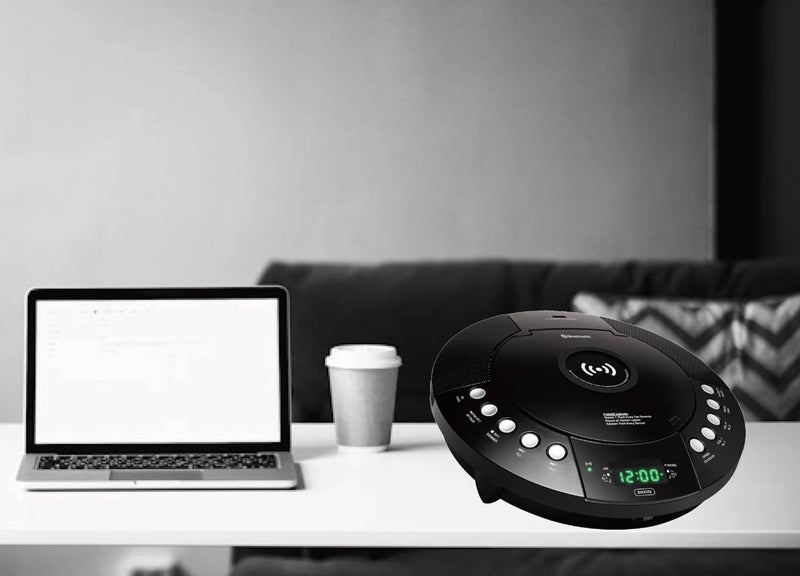 HANNLOMAX HX-329CD CD Player with Wireless Charging, FM Radio, Bluetooth, Digital Clock with Dual Alarm, Green LED Display, USB Port for Charging/MP3 Playback, Aux-in, Remote Control. - Image 4