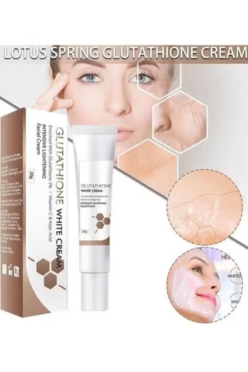 Lanthome Glutathione White Cream Facial Dark Spots Remover 2% Glutathione Face Cream Whitening Moisturizing Facial Cream Face Moisturizer Facial Skin Care Cream Intensive Lightening Facial Cream 20g - Image 2