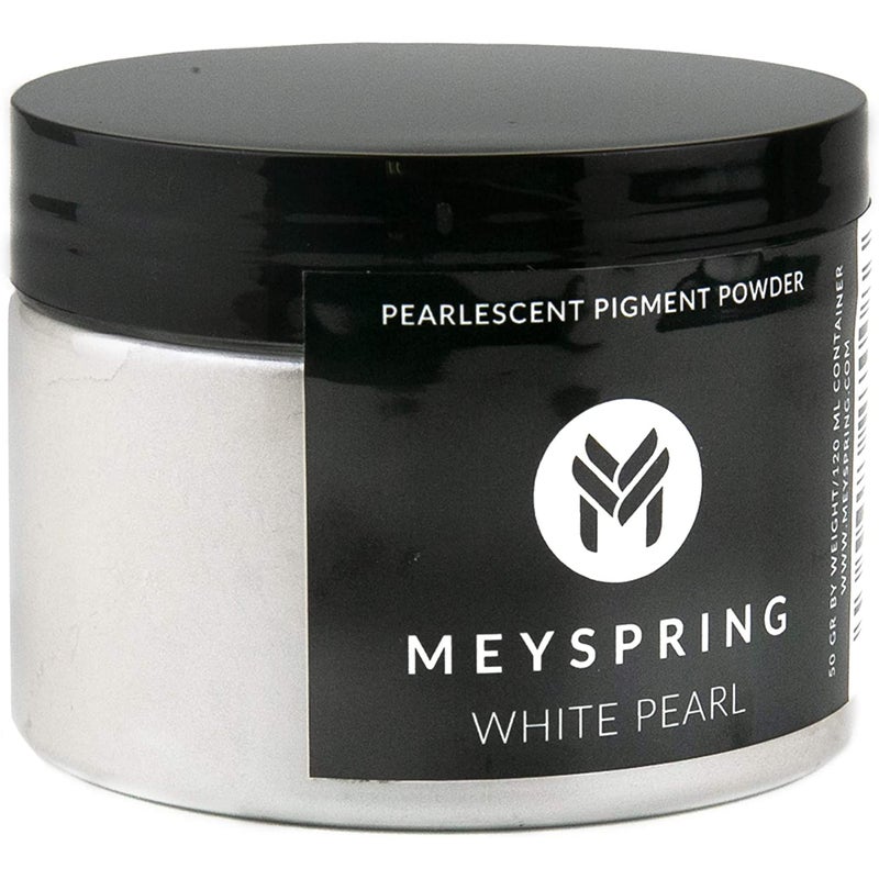 MEYSPRING White Pearl Mica Powder - 50g - White Resin Art Pigment - Mica Powder for Epoxy Resin - UV Resin Dye - Image 1
