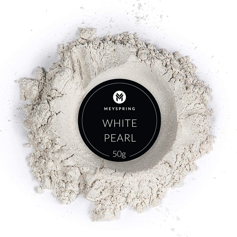 MEYSPRING White Pearl Mica Powder - 50g - White Resin Art Pigment - Mica Powder for Epoxy Resin - UV Resin Dye - Image 2