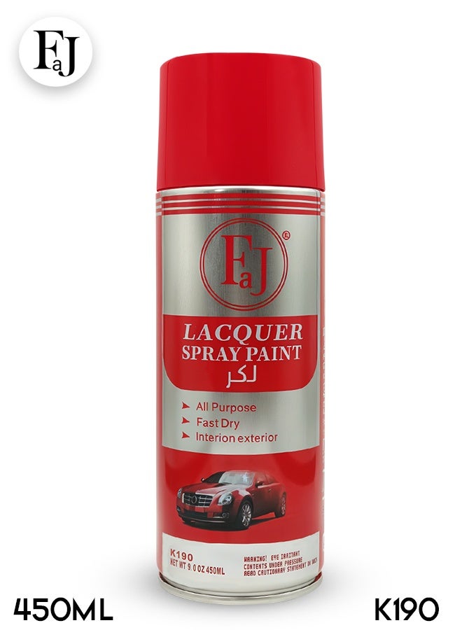 FJ K190 All-Purpose Fast Dry Lacquer Spray Paint - Interior/Exterior, Multi-Surface, High Gloss, UV & Corrosion Protection (450ML) - Image 1
