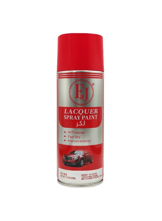 FJ K190 All-Purpose Fast Dry Lacquer Spray Paint - Interior/Exterior, Multi-Surface, High Gloss, UV & Corrosion Protection (450ML) - Image 2