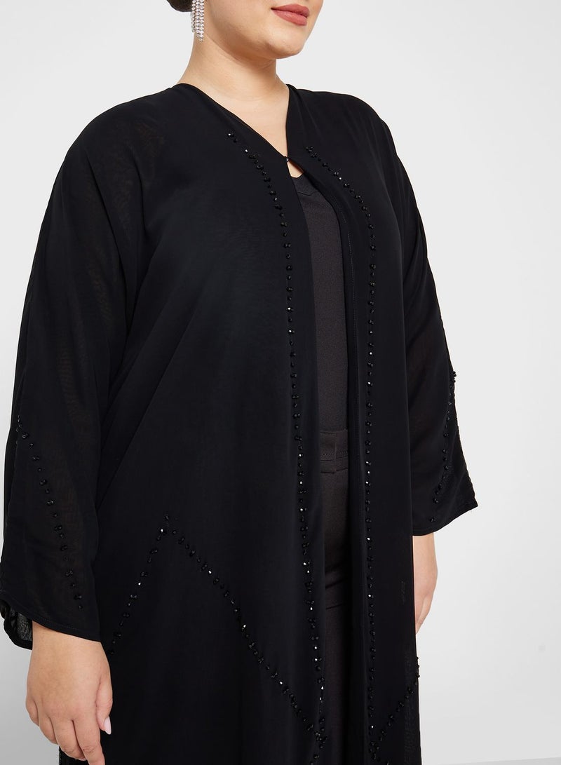 V-Neck Embellished Abaya