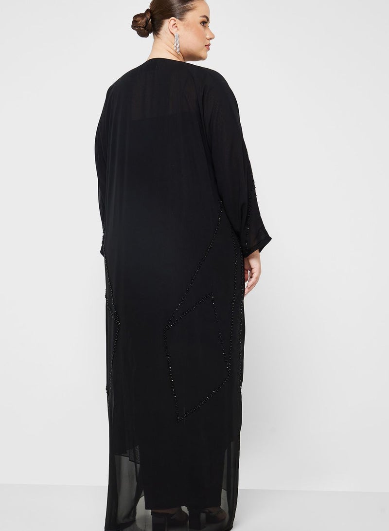 V-Neck Embellished Abaya