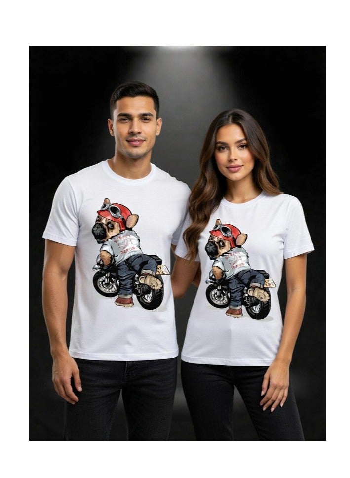 Dirty Lizard 1pc Unisex white t-shirt with animal print 100% cotton 6 - Image 1