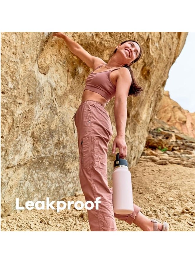 Hydro Flask Hydro Flask - Water Bottle 1180 ml (40 oz) - Vacuum Insulated Stainless Steel Water Bottle Flask with Leak Proof Flex Cap with Strap - BPA-Free - Wide Mouth - White  - Image 3