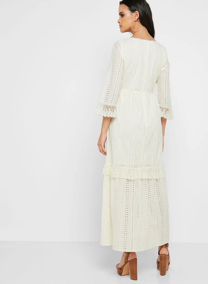 VERO MODA Pleated Flute Sleeve Dress