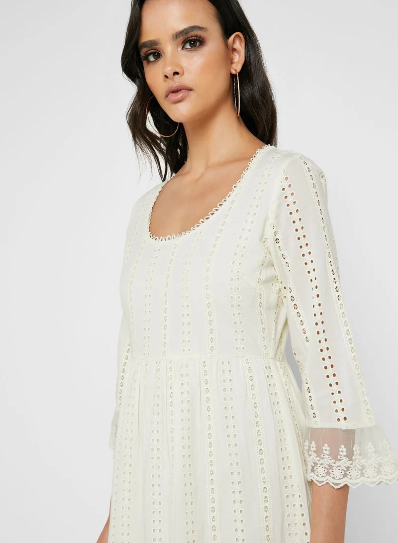 VERO MODA Pleated Flute Sleeve Dress