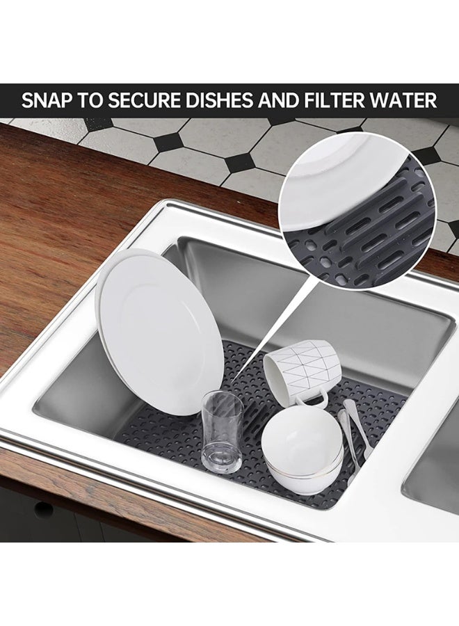 YelaJoy Silicone Sink Mat Protectors for Kitchen, Rubber Non-Slip, Folding Sink-Protector of Farmhouse Stainless Steel Porcelain Sinks (17''x 12.6'', Grey) - Image 5