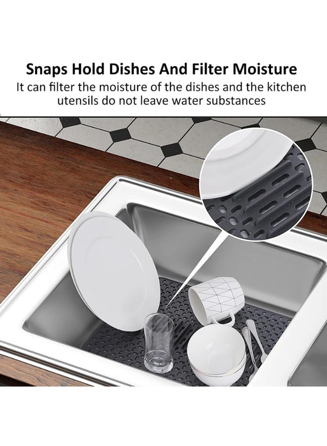 YelaJoy Silicone Sink Mat Protectors for Kitchen, Rubber Non-Slip, Folding Sink-Protector of Farmhouse Stainless Steel Porcelain Sinks (17''x 12.6'', Grey) - Image 3