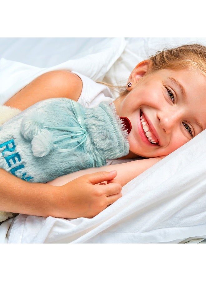 Biggdesign 2L Large Hot Water Bag with Soft Plush Cover, Cold & Hot Compress, Washable Hot Water Bag for Cramps, Neck and Back Pain, Feet and Shoulders, Light Blue - Image 5