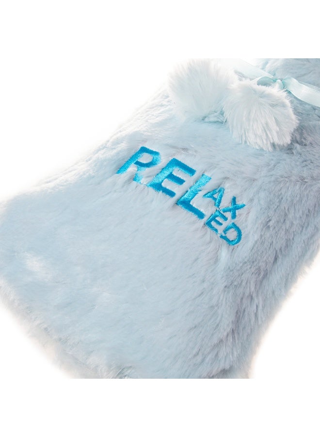 Biggdesign 2L Large Hot Water Bag with Soft Plush Cover, Cold & Hot Compress, Washable Hot Water Bag for Cramps, Neck and Back Pain, Feet and Shoulders, Light Blue - Image 4