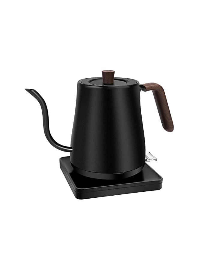 سنشر غلاية كهربائية معقوفة للتحكم في درجة الحرارة، صب فوق غلاية لتخمير الشاي والقهوة، غطاء داخلي وسفلي من الفولاذ المقاوم للصدأ، تسخين سريع 1200 وات، للشاي المكتبي، أسود غير لامع - Image 2