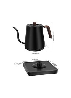 SINCHER Electric Temperature Control Gooseneck Kettle, Pour Over Kettle for Coffee Tea Brewing, Stainless Steel Inner Lid and Bottom, 1200W Rapid Heating,For office tea,Matte Black  - Image 3