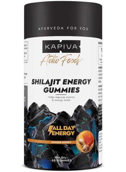Kapiva Himalayan Shilajit/Shilajeet Gummies (60 Count) | Ginger Honey Flavour | 225mg Shilajit/Gummy | NABL-Certified Shilajit Gummy | Boosts Energy Levels, Endurance & Stamina