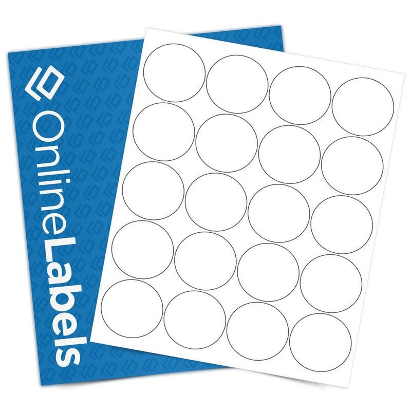 OnlineLabels 2 Round Labels Permanent Adhesive White Matte for Jar Lids Product Packaging Favors for Inkjet Laser Printers Pack of 2000 Labels 100 Sheets OL5375WX