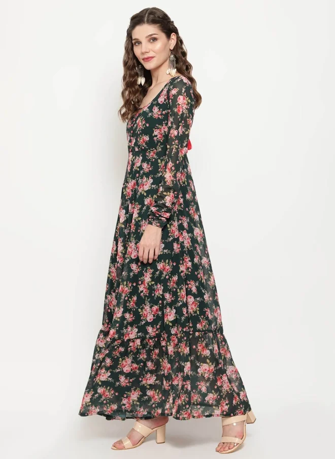AKS Floral Printed Maxi Dress for Women