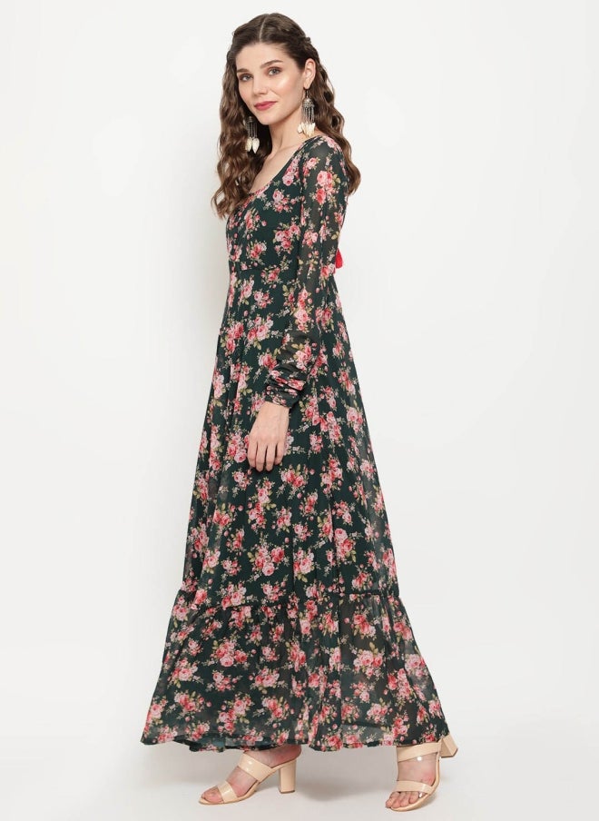 AKS Floral Printed Maxi Dress for Women - Image 4