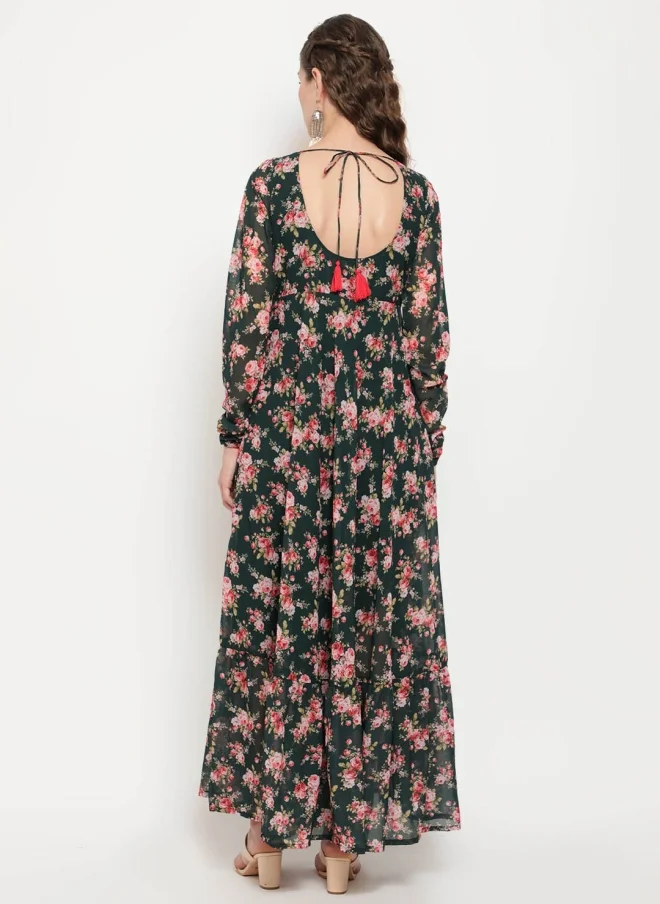 AKS Floral Printed Maxi Dress for Women