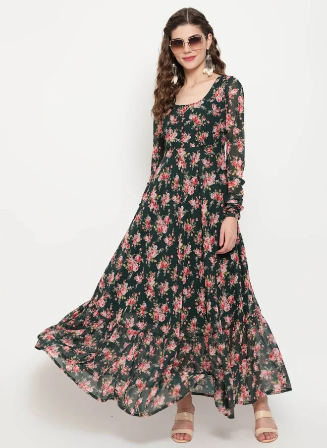 AKS Floral Printed Maxi Dress for Women