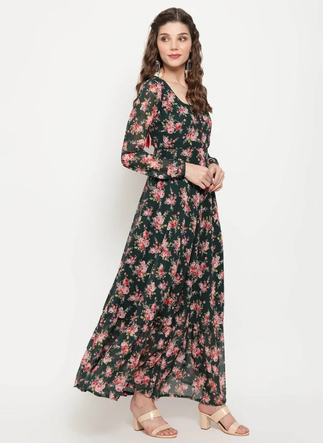 AKS Floral Printed Maxi Dress for Women