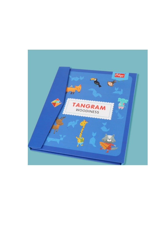 لعبة لغز تانجرام المغناطيسي بنمط خشبي، لعبة كتاب للأطفال الذكاء التعليمي والتطوير المبكر، تشريح الأشكال المقطوعة تانجرام مع حلول أسئلة، ألعاب السفر - Image 1