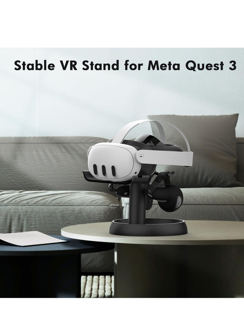 VR Stand Holder Compatible with Meta Quest 3/Oculus Quest 2/Pico 4/Vision Pro - Universal Headset Vertical Display Dock Station, Stable Bracket with Storage Round Base - Image 4