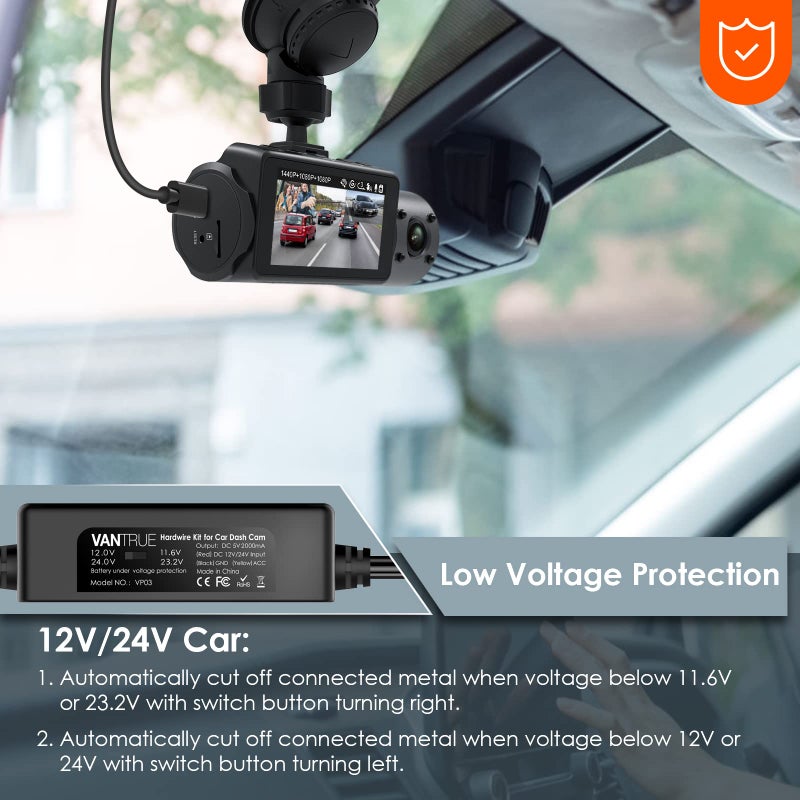 Vantrue 11.5ft Type C USB 12V 24V to 5V Dash Cam Hardwire Kit with Add a Circuit Fuses, Low Voltage Protection for N4, N4 Pro, N5, N2X, E360/ACE, N2 Pro(2023), E1, E1 Lite, E2, E3, S1 Pro, S2, N2S - Image 3