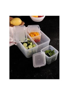 Spaceshoop 4 in 1 Grid Refrigerator Food Storage Box Plastic Kitchen Transparent Food Storage Box Stall Ice Powder Ingredient Storage Box  - Image 5