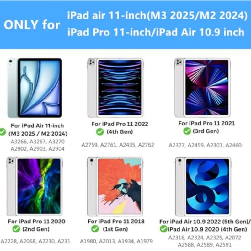 حافظة لوحة مفاتيح قابلة للفصل لجهاز iPad 11th A16 2025/10th Gen/Air 11 بوصة M3: غطاء لوحة التتبع بإضاءة خلفية بلوتوث نحيفة باللون الرمادي الداكن - Image 2