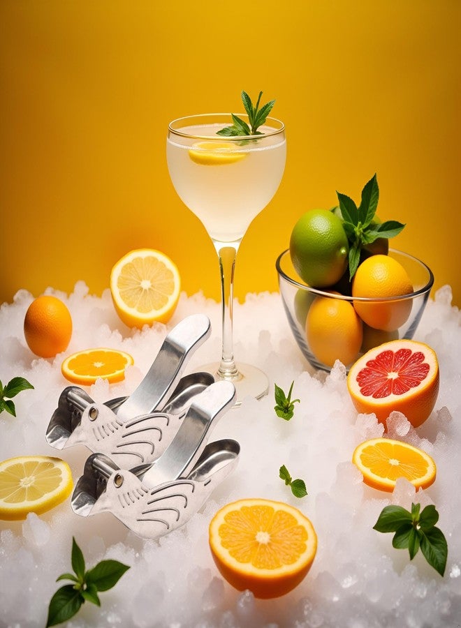 Tustao 2 Pieces Silver Bird Shape Lemon Juicer Stainless Steel Manual and Lime Squeezer Slice Squeezer, Stainless Steel Fruit Portable Lemon Citrus Bird Juicer Kitchen,Manual Juicers - Image 2