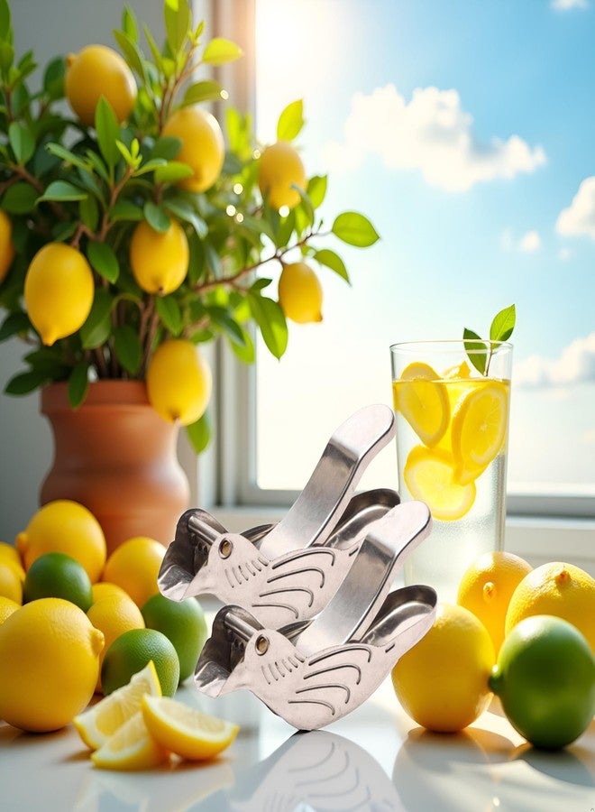 Tustao 2 Pieces Silver Bird Shape Lemon Juicer Stainless Steel Manual and Lime Squeezer Slice Squeezer, Stainless Steel Fruit Portable Lemon Citrus Bird Juicer Kitchen,Manual Juicers - Image 3