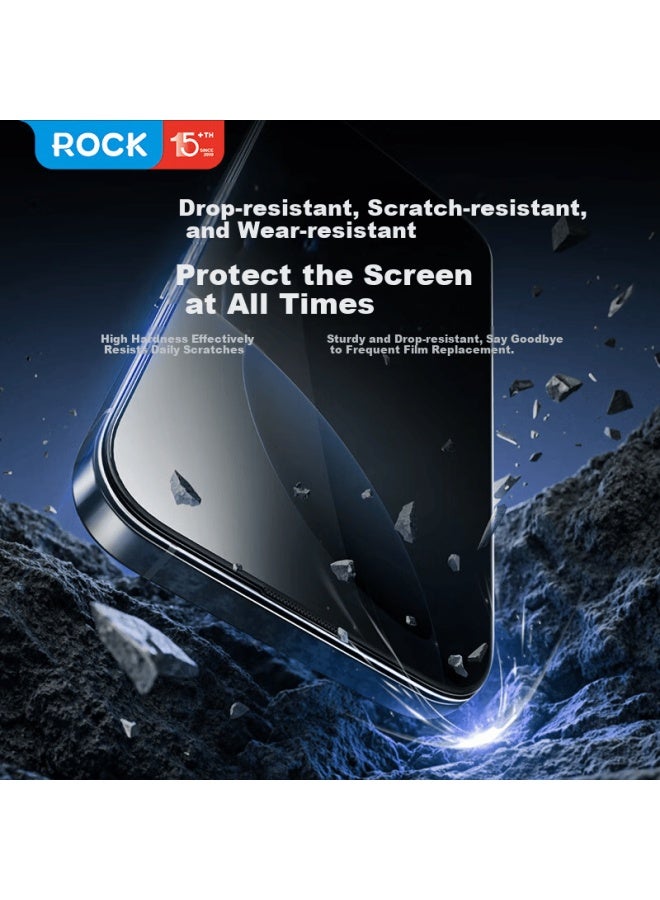 Rock Tempered Glass Screen Protector For Iphone 17, Privacy Anti-spy Full Coverage, Anti-drop, -proof, High Definition, High Transparency, Anti-fingerprint Tempered Glass - Image 3