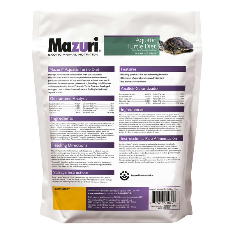 Mazuri | Nutritionally Complete Aquatic Turtle Food | Freshwater Formula - 12 Ounce (12 oz) Bag - Image 2