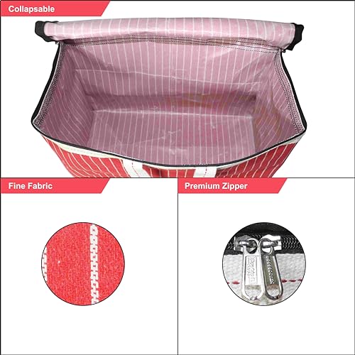 SHIBUI Storage For Clothes Large Moisture Proof Multi-Purpose 70 L Toys Bag Books Magazine Blankets Organizer with Zip and Handle Clothing Comforters & Bedding Sets (Pack of 1, Red) - Image 2