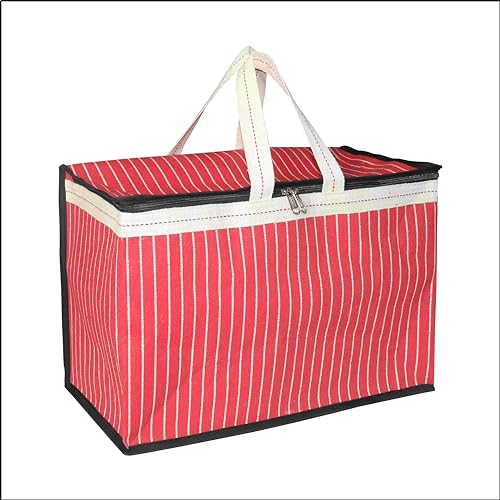 SHIBUI Storage For Clothes Large Moisture Proof Multi-Purpose 70 L Toys Bag Books Magazine Blankets Organizer with Zip and Handle Clothing Comforters & Bedding Sets (Pack of 1, Red) - Image 1