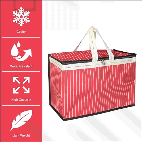 SHIBUI Storage For Clothes Large Moisture Proof Multi-Purpose 70 L Toys Bag Books Magazine Blankets Organizer with Zip and Handle Clothing Comforters & Bedding Sets (Pack of 1, Red) - Image 4