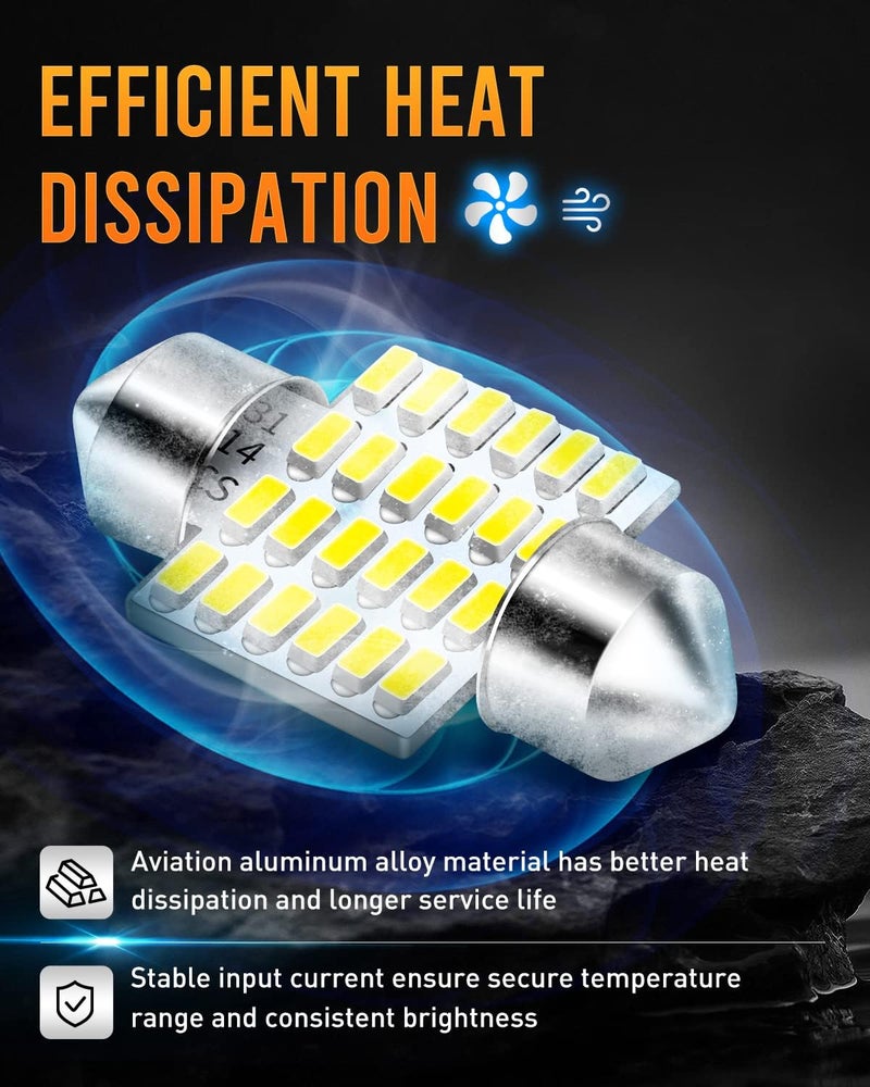 LUYED DE3175 LED Bulbs Xenon White Canbus Error Free 1.25 inches 31mm DE3021 DE3022 3175 LED Bulbs Used For Interior Map Dome Lights,Pack of 4 - Image 3