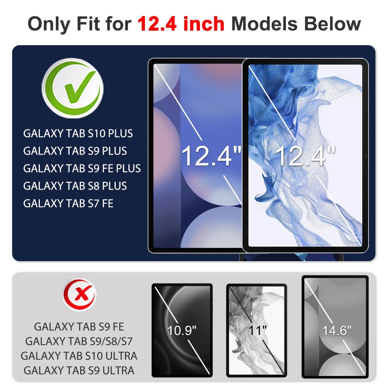 SPARIN Screen Protector for Galaxy Tab S10 Plus/S9 Plus/S9 FE Plus/S7 FE 5G/S8 Plus 12.4'', 2 Pack Tempered Glass for Samsung Galaxy Tablet S10+/S9 Plus/S7 FE - Image 2