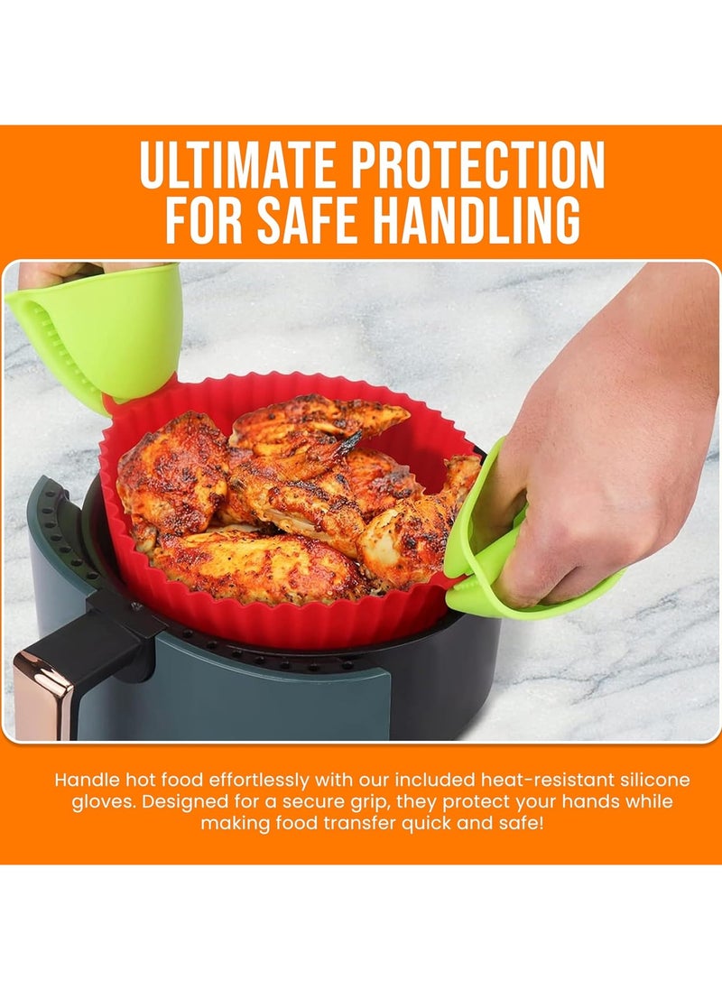 2 Pcs Air Fryer Silicone Pot, Silicone Liners Food Safe Non Stick Air fryers Basket Oven Accessories, Replacement of Flammable Parchment Liner Paper Fits 3QT - 5QT