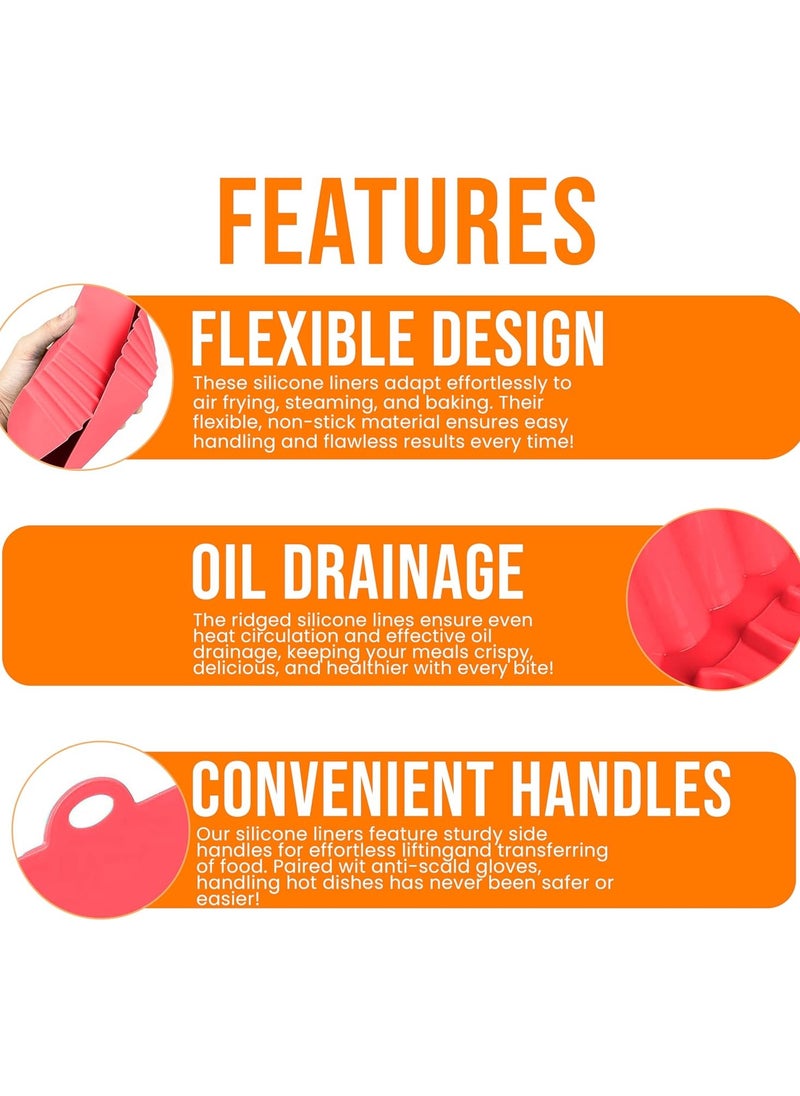 2 Pcs Air Fryer Silicone Pot, Silicone Liners Food Safe Non Stick Air fryers Basket Oven Accessories, Replacement of Flammable Parchment Liner Paper Fits 3QT - 5QT