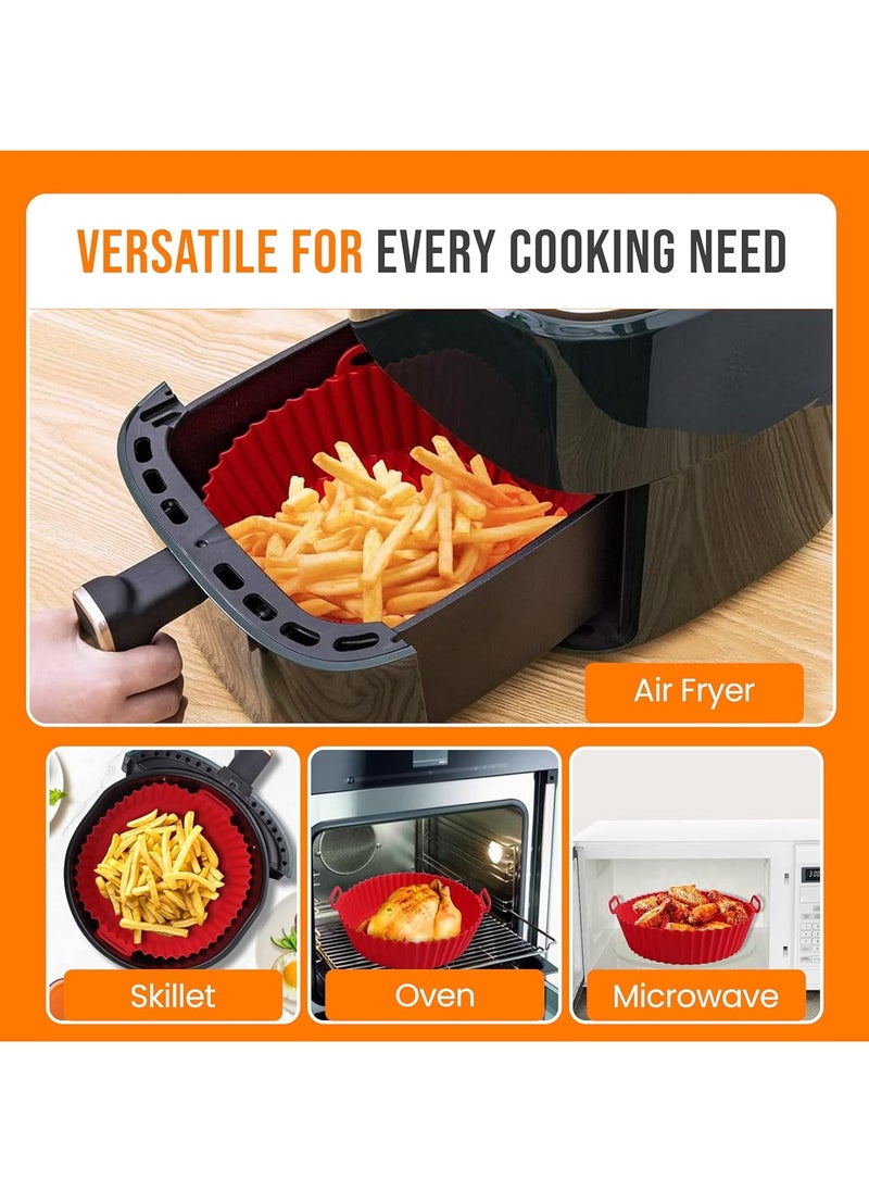 2 Pcs Air Fryer Silicone Pot, Silicone Liners Food Safe Non Stick Air fryers Basket Oven Accessories, Replacement of Flammable Parchment Liner Paper Fits 3QT - 5QT