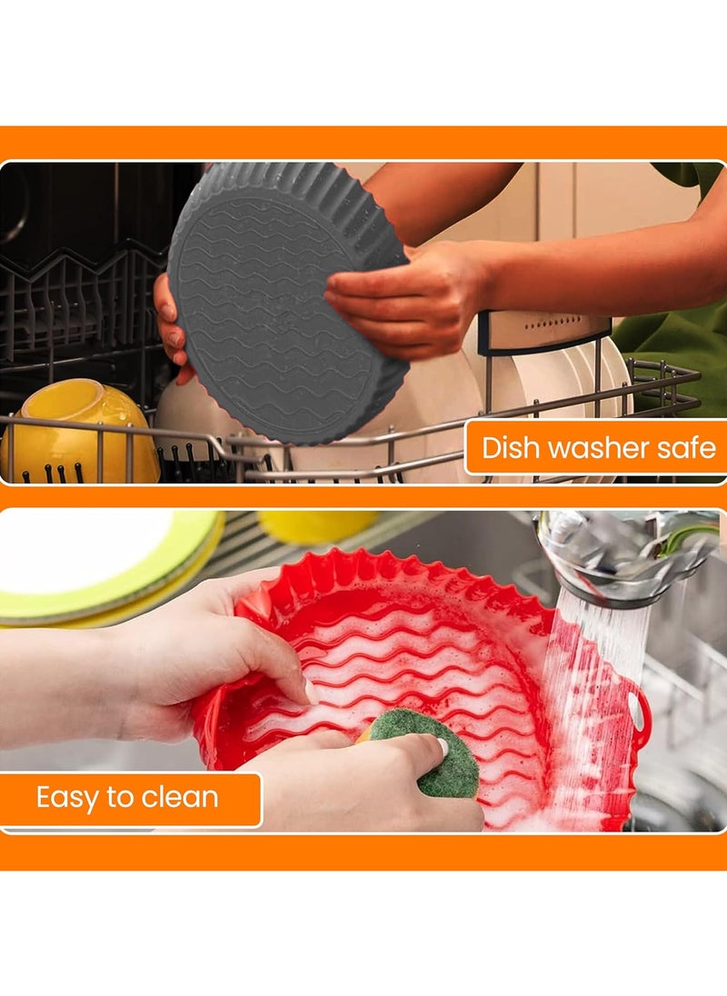 2 Pcs Air Fryer Silicone Pot, Silicone Liners Food Safe Non Stick Air fryers Basket Oven Accessories, Replacement of Flammable Parchment Liner Paper Fits 3QT - 5QT