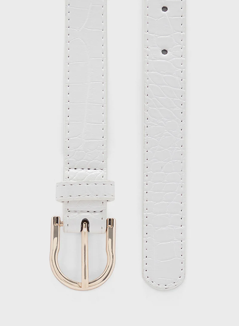 ايلا Croc Print Slim Belt