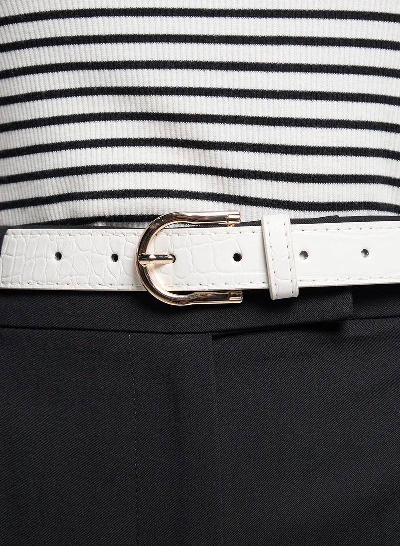 ايلا Croc Print Slim Belt