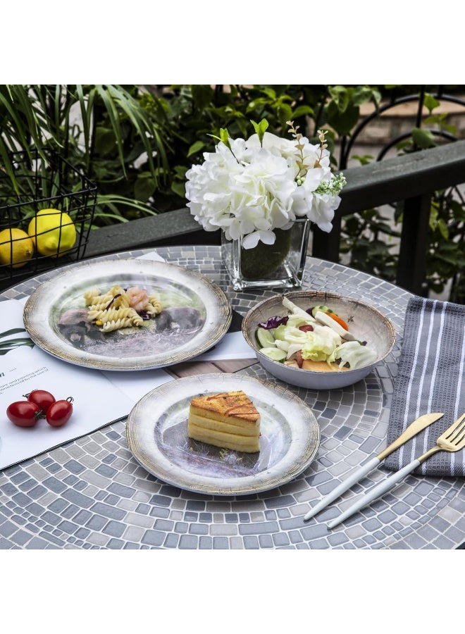Gofunfun Melamine Dinnerware set for 4  Dinner Plates Bowls Set 12 PCS Durable BPA Free Dishwasher Safe ShatterProof Chip Resistant for Indoor OutdoorBear - Image 4